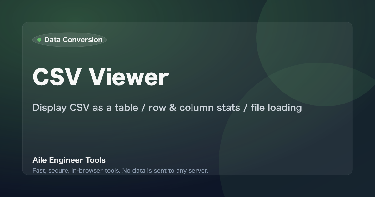 CSV Viewer - Display CSV as a table / row & column stats / file loading
