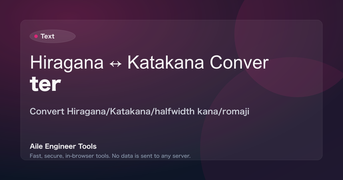 Hiragana ↔ Katakana Converter - Convert Hiragana/Katakana/halfwidth kana/romaji