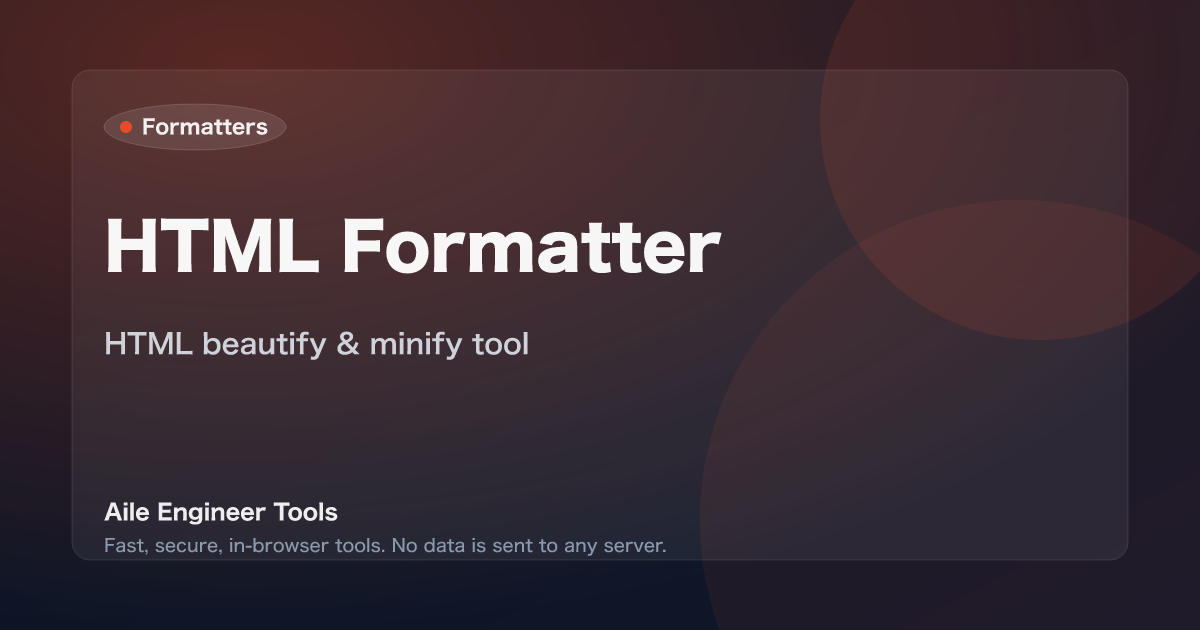 HTML Formatter - HTML beautify & minify tool
