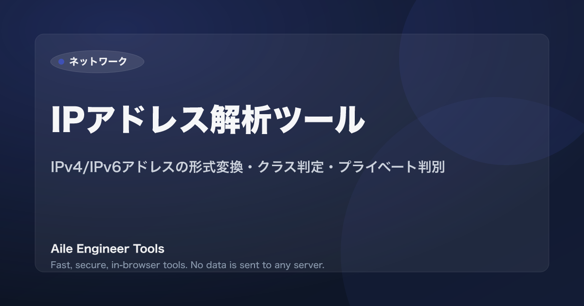IPアドレス解析ツール - IPv4/IPv6アドレスの形式変換・クラス判定・プライベート判別