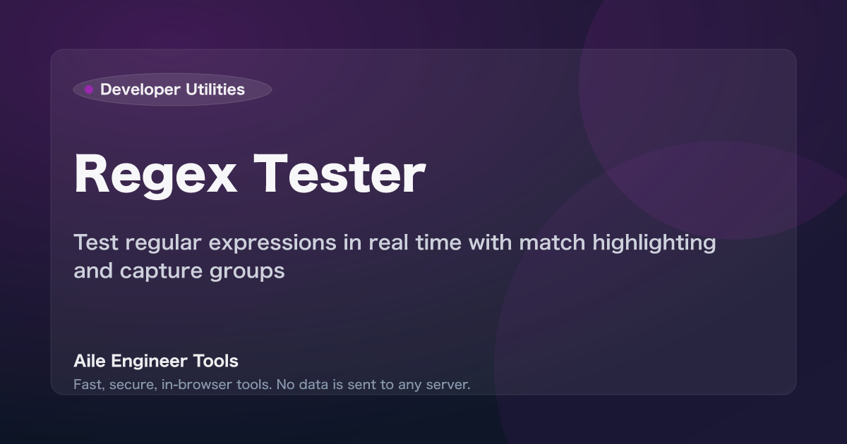 Regex Tester - Test regular expressions in real time with match highlighting and capture groups