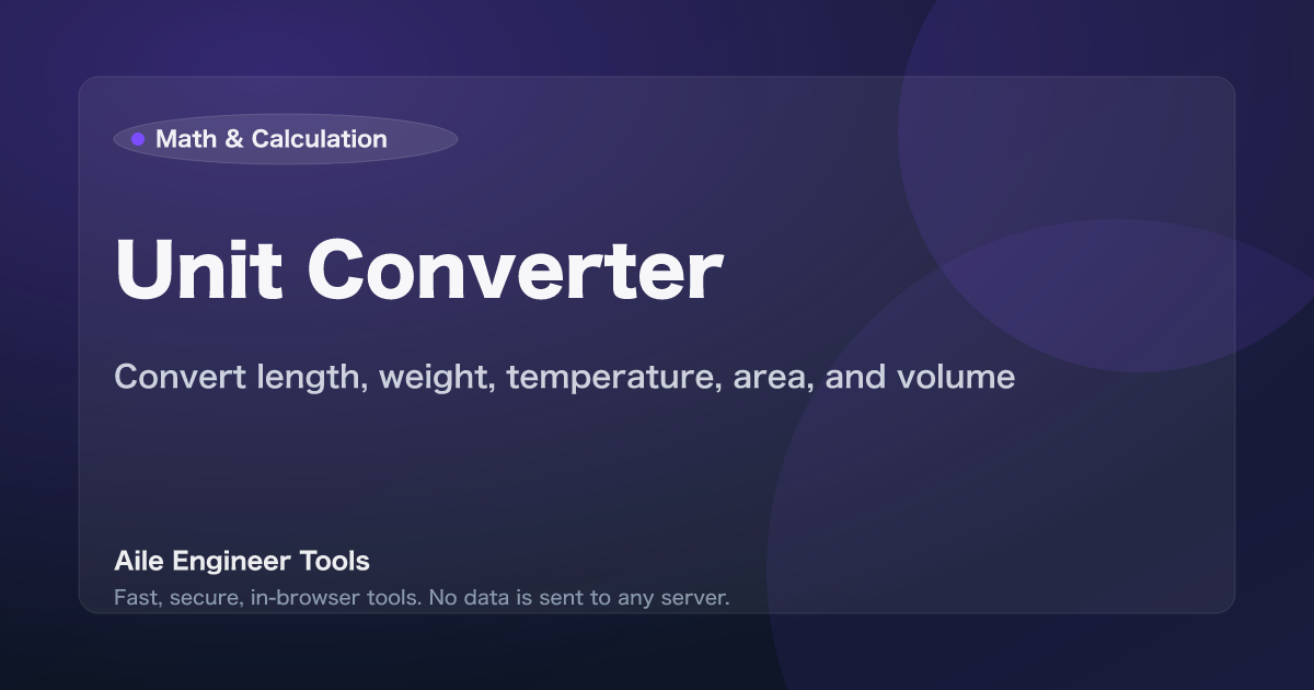 Unit Converter - Convert length, weight, temperature, area, and volume